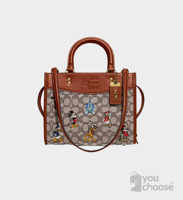 Disney X Coach Rogue 25 In Signature Textile Jacquard With Mickey Mouse And Friends Embroidery